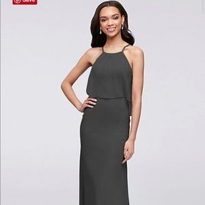 Graphite Flounced Crinkle David’s Bridal